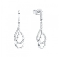 큐피드 귀걸이 925 스털링 실버 여성용 귀걸이, 지르코니아 신디사이저 포함, 2.8 cm, 은, 보석 선물 상자에 들어 있음, 2026220