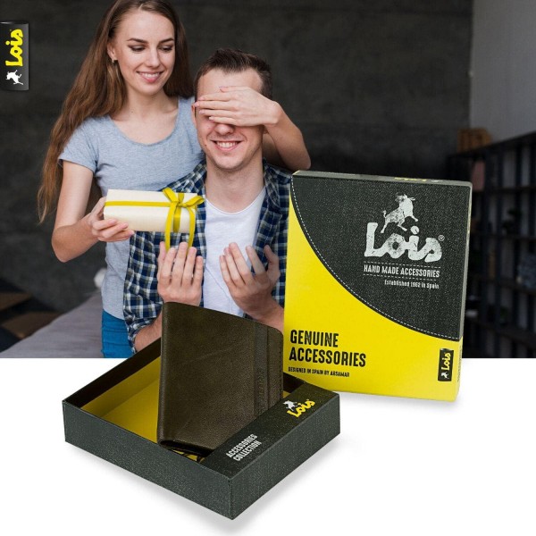 Lois - 남성용 가죽 지갑 - RFID 보호 기능이 있는 남성용 가죽 지갑 - 동전 수납 공간이 있는 남성용 가죽 지갑 라지 - 남성용 가죽 지갑 - 남성용 지갑 - 남성용 지갑 202606