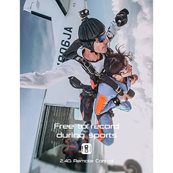 Apexcam 4K 액션 캠 20MP WiFi 스포츠 카메라 울트라 HD 수중 카메라 40m 170° 광각 2.4G 원격 제어 저속 촬영 2x1050mAh 배터리 2.0인치 LCD 화면 및 기타