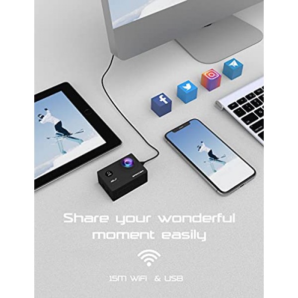 Apexcam 4K 액션 캠 20MP WiFi 스포츠 카메라 울트라 HD 수중 카메라 40m 170° 광각 2.4G 원격 제어 저속 촬영 2x1050mAh 배터리 2.0인치 LCD 화면 및 기타