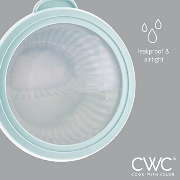 COOK WITH COLOR 준비 그릇 - 넓은 믹싱 그릇 뚜껑이 있는 플라스틱 식사 준비 그릇 세트 - 작은 그릇 다양한 크기의 식품 용기(청록색 옴브레)