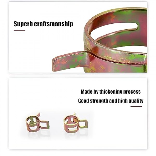 150 Pcs 연료 라인 스프링 호스 클램프, 스프링 밴드 유형 스프링 클립 클램프 키트, 실리콘 진공 호스 수도관 공기 튜브 저압 클램프 패스너 분류 키트-6mm/7mm/8mm/9mm/10mm