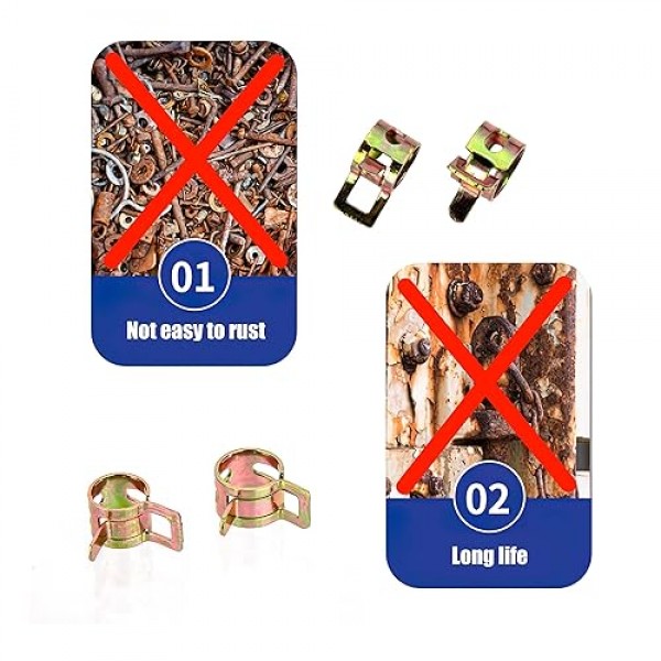 150 Pcs 연료 라인 스프링 호스 클램프, 스프링 밴드 유형 스프링 클립 클램프 키트, 실리콘 진공 호스 수도관 공기 튜브 저압 클램프 패스너 분류 키트-6mm/7mm/8mm/9mm/10mm