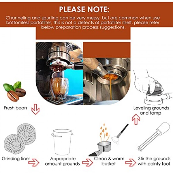 54mm 바텀리스 포터필터, MATOW 54mm 바텀리스 네이키드 포터필터 54mm 브레빌 바리스타 시리즈 및 54mm 브레빌 머신과 호환 가능(필터 바스켓 포함)