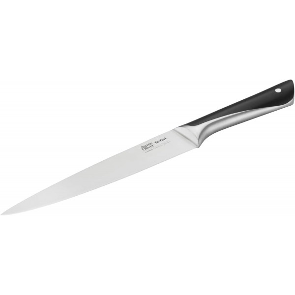 Jamie Oliver by Tefal K26702 고기/햄 나이프 20cm | 높은 절단 성능 | 독특한 디자인 | 내성 및 내구성 블레이드 | 스테인리스 스틸/블랙