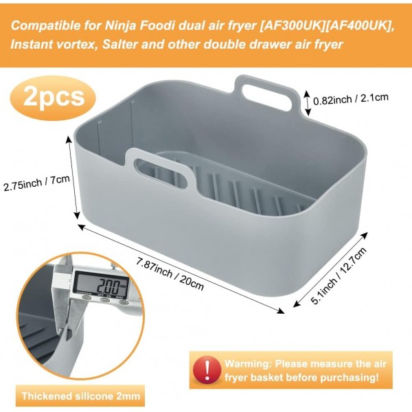 닌자 AF300EU용 에어 프라이어 액세서리, 2PCS 에어 프라이어 실리콘 몰드 에어 프라이어용 재사용 가능한 실리콘 몰드 AF400EU, Innsky, Princess 듀얼 존 에어 프라이어용 에어
