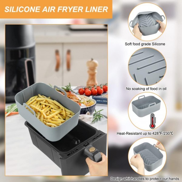 닌자 AF300EU용 에어 프라이어 액세서리, 2PCS 에어 프라이어 실리콘 몰드 에어 프라이어용 재사용 가능한 실리콘 몰드 AF400EU, Innsky, Princess 듀얼 존 에어 프라이어용 에어