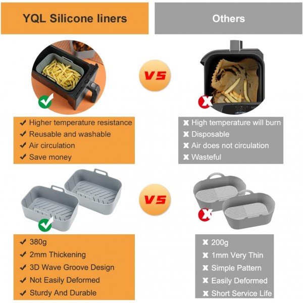닌자 AF300EU용 에어 프라이어 액세서리, 2PCS 에어 프라이어 실리콘 몰드 에어 프라이어용 재사용 가능한 실리콘 몰드 AF400EU, Innsky, Princess 듀얼 존 에어 프라이어용 에어
