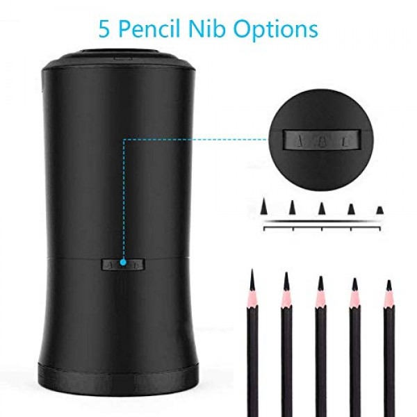 AFMAT 롱 포인트 연필깎이, 6-9.6mm 대형 연필용 충전식 아트 연필깎이, 예술가용 충전식 전기 지우개, 지우개 리필 140개