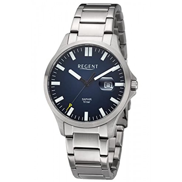 REGENT 11150776 남성용 시계 10 바 스틸/블루, 브레이슬릿