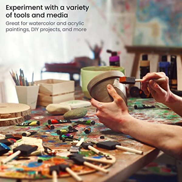 Arteza 폼 페인트 브러시, 스펀지 브러시 50개, 25 x 1인치 브러시 및 25 x 2인치 브러시, 그림, DIY 및 목재 염색용 미술 용품 ​​포함