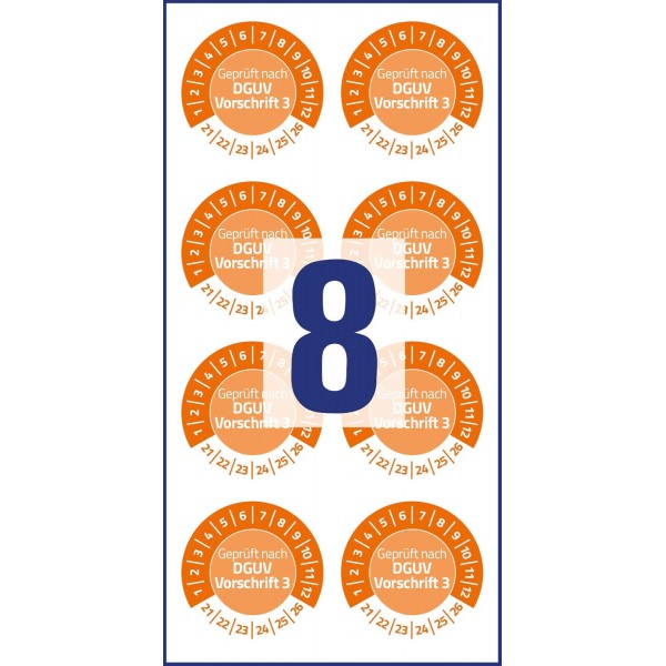 AVERY Zweckform 80개의 테스트 배지 2021-2026 DGUV 규정에 따름(위조 방지, 접착식, Ø 30mm, 테스트 스티커, 문서 필름에서 쓸 수 있는 테스트 씰) 6978-2021 주황색 Ø 30mm 2021- 2026