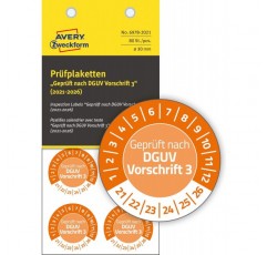 AVERY Zweckform 80개의 테스트 배지 2021-2026 DGUV 규정에 따름(위조 방지, 접착식, Ø 30mm, 테스트 스티커, 문서 필름에서 쓸 수 있는 테스트 씰) 6978-2021 주황색 Ø 30mm 2021- 2026