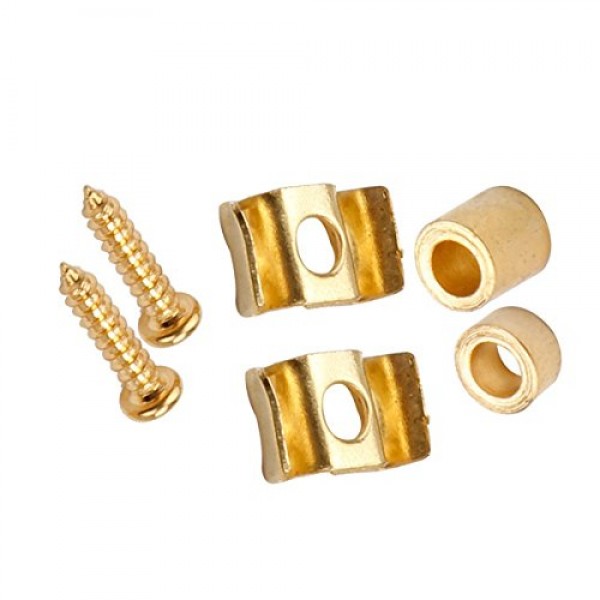 Musiclily 기타 플랫 웨이브 스트랫 스트링 가이드 펜더 아메리칸 빈티지 스트라토캐스터 부품용 스트링 트리 리테이너, 골드(4개 팩)